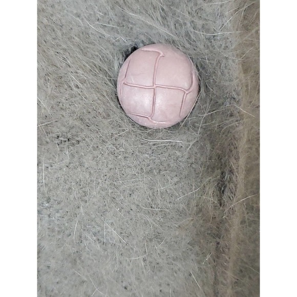 Connie A. Lee Angora Button Down Sweater Coat Jacket Gray Lavender Beading M/L - Picture 4 of 12